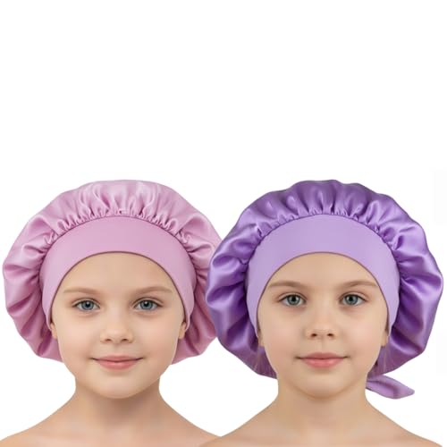 TALE KING Kids Satin Bonnet for Girls & Boys – Silk Sleep Cap with Pink + Purple Variations