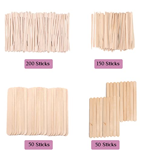 500 Pcs Assorted Wooden Wax Sticks for Eyebrow & Body Waxing