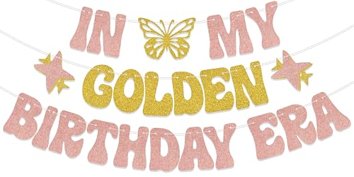 In My Golden Birthday Era Banner - Rose Gold Glitter Party Decoration
