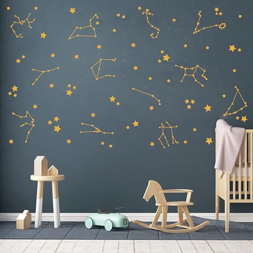 Gold Constellation Wall Decals for Nursery & Kids Room - 148 Stickers