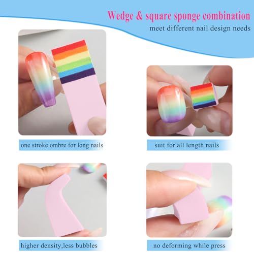 Fcozpjk 100Pcs Ombre Nail Art Sponges Set with Grabbing Pen
