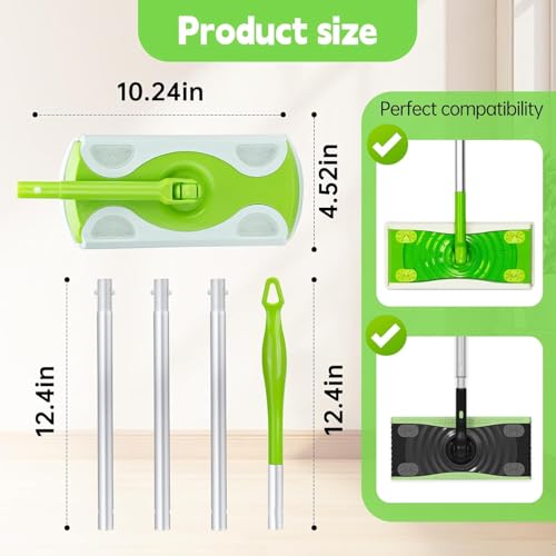 Adjustable Aluminum Mop Handle Compatible with Swiffer WetJet