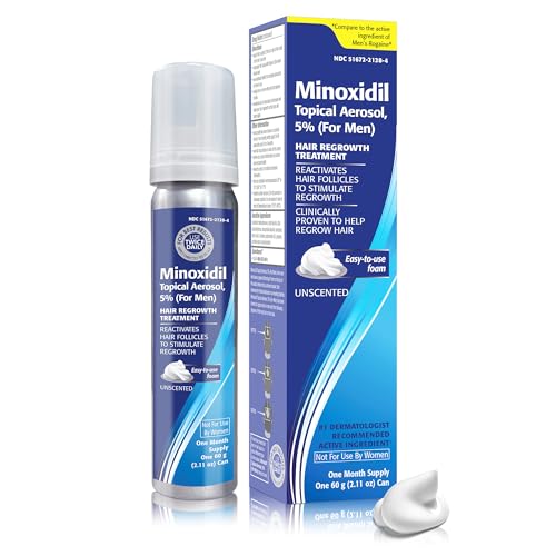Minoxidil 5% Topical Aerosol Foam, Hair Regrowth 4 Months Treatment for Men, 2.11 oz (4 Pack)