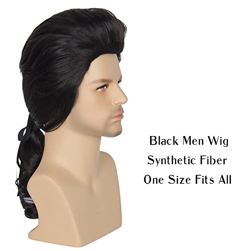 Gaston Short Wavy Brown Cosplay Wig with Ponytail - Heat-Friendly Synthetic