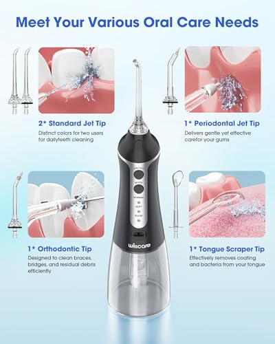 HOHOO Portable Water Flosser with 300ML Tank, 4 Modes, IPX7 Waterproof Rechargeable Oral Irrigator for Deep Cleaning