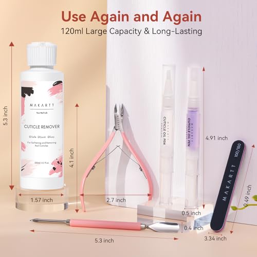 Makartt Cuticle Remover Kit - Trimmer, Pusher & Oil Set