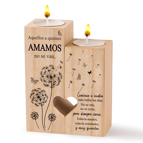 Zainpe Wooden Heart Sympathy Candle Holders – Spanish Remembrance Gift