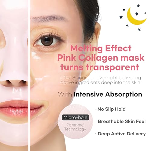 Aurtier Deep Collagen Overnight Mask for Glass Skin, Hydrating & Firming, Vegan Collagen, Pore Minimizer, Sensitive Skin Safe