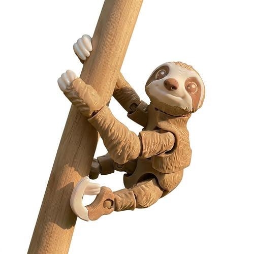 Articulated 3D Printed Sloth Toy with Flexible Joints - 5.5" Home Decor