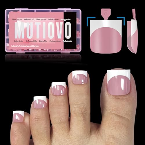 MUTIOVO Berry Pink Sharp Square French Tip Toe Nail Tips - 240 pcs