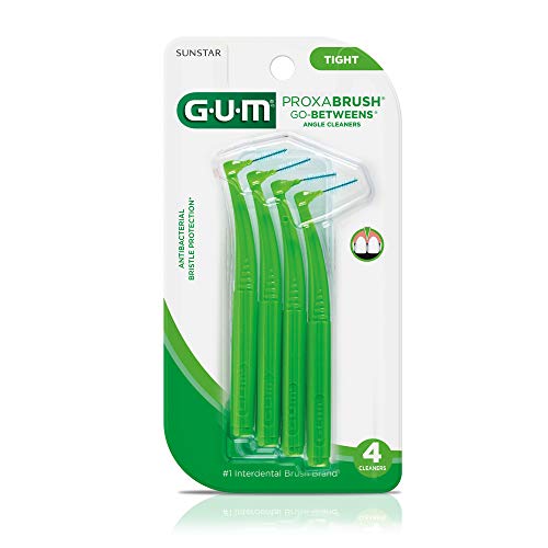 GUM Proxabrush Angled Interdental Brushes - 4 Pack for Deep Cleaning