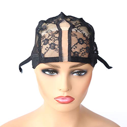 BTWTRY U Part Wig Cap - Adjustable Black Dome Mesh for DIY Wigs (2 Pcs)