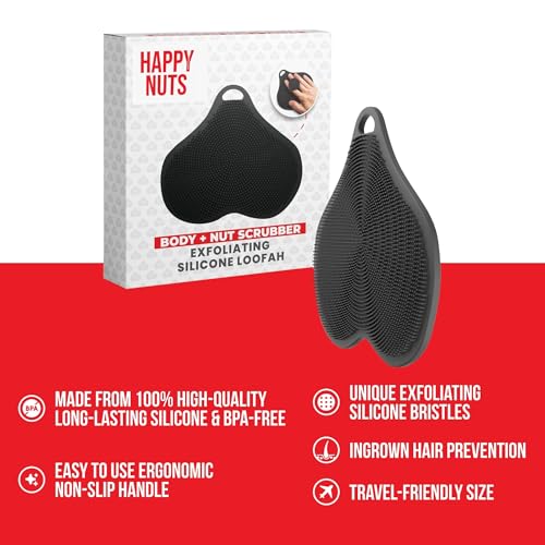 HAPPY NUTS Silicone Body Scrubber - Exfoliating Shower Brush (1 Pack)