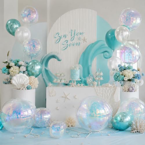15 Pcs Iridescent Foil Balloons Set for Mermaid Parties