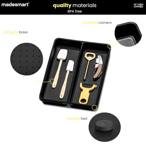 Madesmart Compact Utensil Tray - 2 Compartment Organizer with Non-Slip Feet