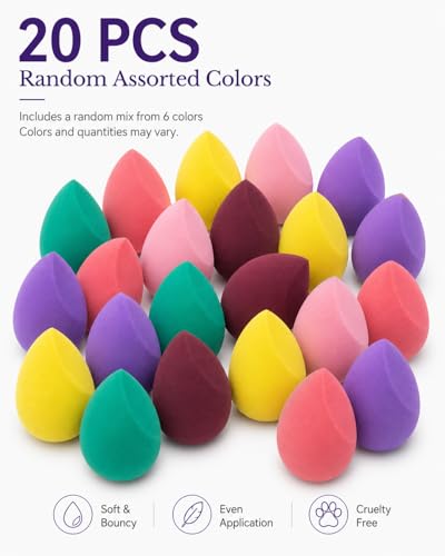 Unfovi 20 Pcs Makeup Sponge Set, Pastel Solid Color Beauty Blenders
