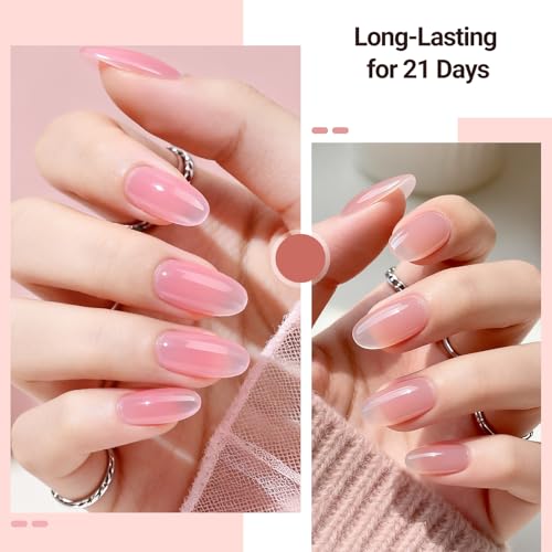 JODSONE B30 Jelly Gel Nail Polish Set - 32 Sheer Pink Colors with Base & Top Coat