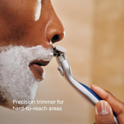 Harry's Plus Shaving Kit for Men - Premium Handle, 5 Razor Blade Cartridges, Foaming Shave Gel, and Travel Blade Cover - TSA Approved Travel Essentials - Advanced Pivoting System - Tide