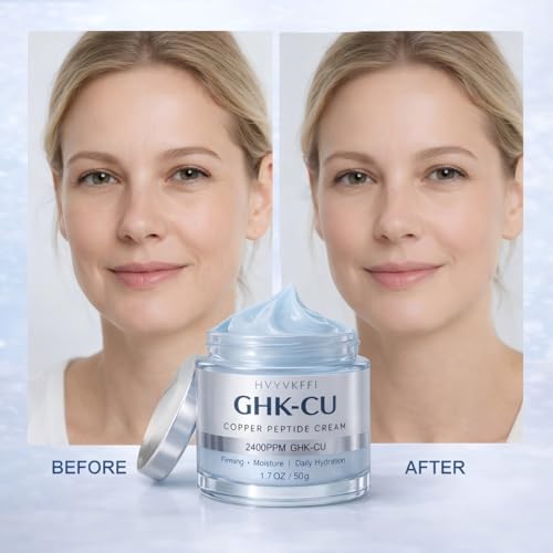 GHK-CU Copper Peptide Cream for Face - 2400PPM Firming Moisturizer, 1.7 Oz
