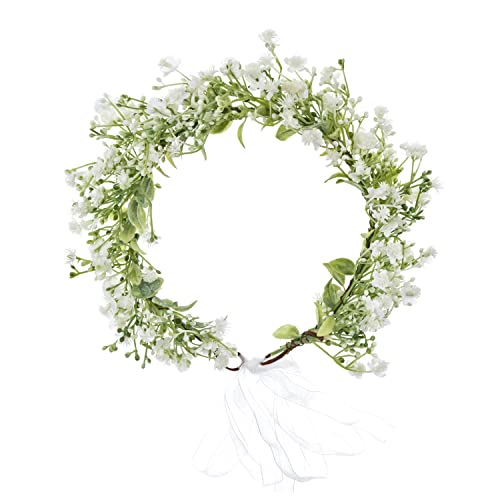 June Bloomy White Bridal Flower Crown for Women & Maternity - Rose & Leaf Headband, Wedding & Photo Prop B-White