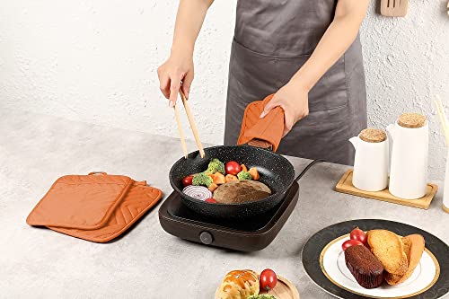 VEIKERY Heat-Resistant Cotton & Silicone Potholder - 7x9 Inch, Non-Slip, Orange