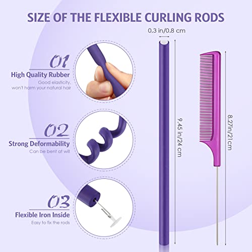 WILLBOND 60-Piece Flexible Curling Rods, 0.3 x 9.5 Inch Purple Foam Rollers
