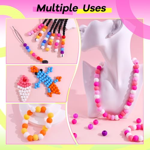 TINKRSTUFF 160Pcs Soft Silicone Hair Beads Kit for Braids with Beader Tool