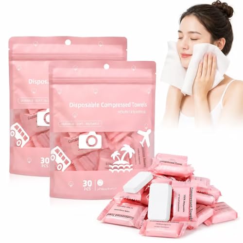 Silent Grind Pro 60-Piece Compressed Towel Tablets - Portable Face Tissues