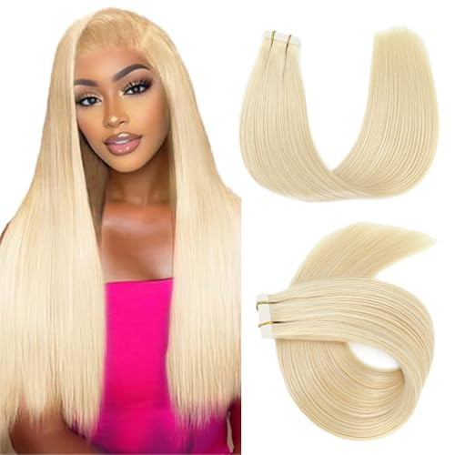 Lorauroga #613 Honey Blonde Tape-In Hair Extensions, 20 Inch Remy Human Hair