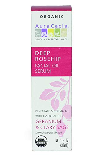 Aura Cacia Organic Rosehip Facial Serum, 1 oz - Soothing Moisture Oil