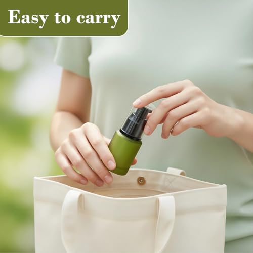 Elandy 60ml Green Glass Lotion Pump Bottle - Refillable Travel Container