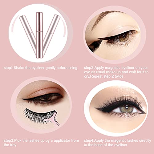 miaowang 6D Magnetic Brown Eyelashes & Eyeliner Kit - 3 Styles Brown No.2