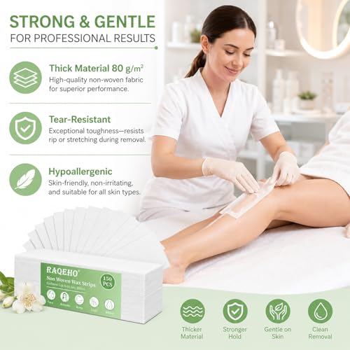 150 Tear-Resistant Non-Woven Wax Strips for Hair Removal