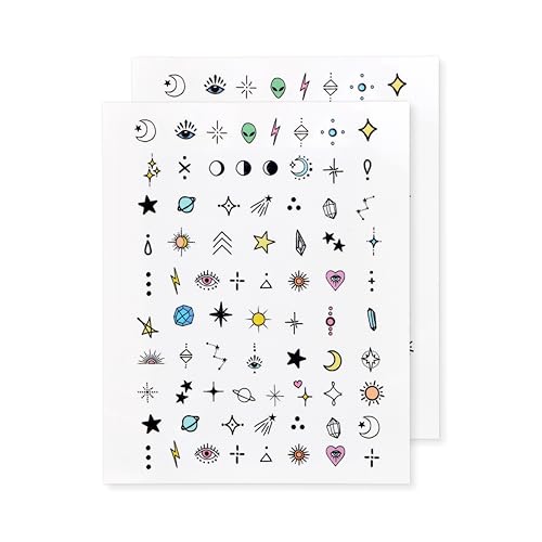 INKED by Dani Stellar Water Transfer Nail Art Tattoos - Stars & Planets, Vegan & Waterproof, Easy to Apply, Long-lasting