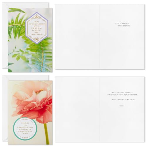 Hallmark Spiritual Birthday Cards Assorted 16-Pack with Floral Designs