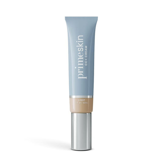 PrimeSkin CC+ Cream for Mature Women - Lightweight Liquid-to-Powder Foundation | Blurs Pores & Covers Age Spots (Light)