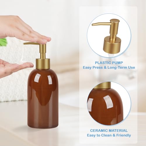 Natheeph 14oz Ceramic Soap Dispenser for Kitchen & Bathroom