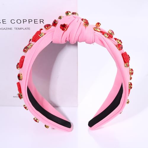 Valentine's Day Beaded Heart Headband - Crystal Knotted Hair Accessory