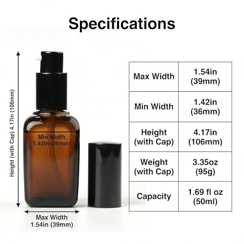 ericotry 3-Pack 100ml Amber Glass Refillable Pump Bottles Leakproof Travel Containers