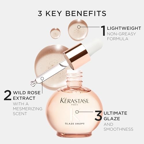 Kerastase Gloss Absolu Glaze Drops Anti-Frizz Hair Oil - Adds gloss and shine, nourishes and hydrates hair, with Hyaluronic Acid and Glycolic Acid, For All Hair Types