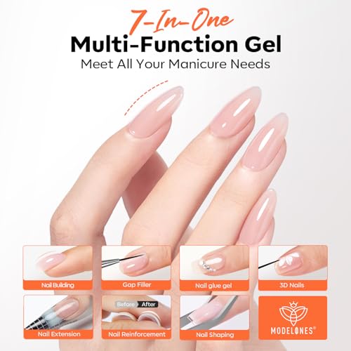 Modelones 7-in-1 Builder Nail Gel & Precision Liner Brush - 15ml
