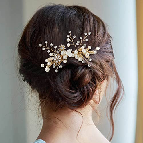 36-Piece Gold Bridal Hair Accessory Set with Flower and Leaf Designs