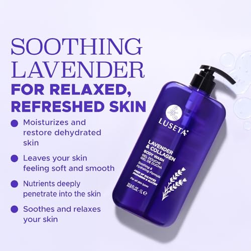 Luseta Lavender & Collagen Body Wash, Hydrating Shower Gel - 33.8 Fl Oz