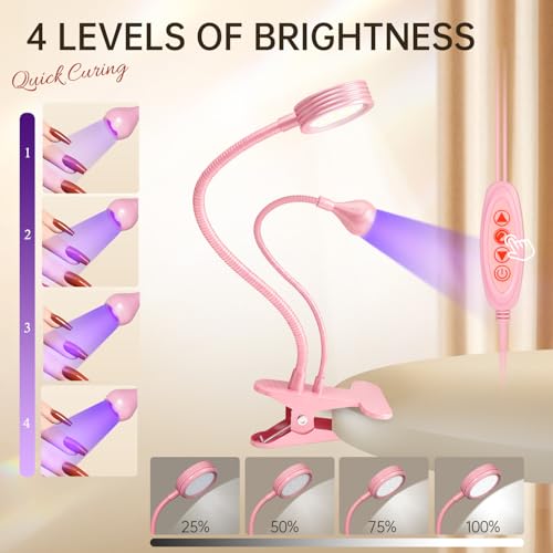 AORAEM Gooseneck Pink UV LED Nail Lamp - Double-Headed Light