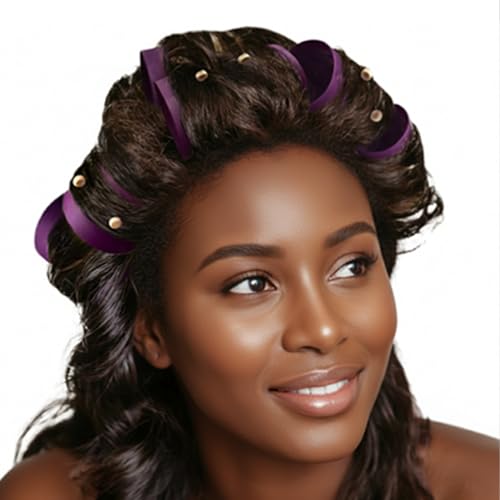 DONNA 1.75” Purple Heatless Hair Rollers – 12-Pack Snap-On Curlers