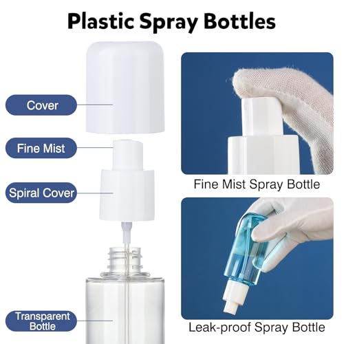 Bynccea 3.4oz Fine Mist Spray Bottle - Travel Size Refillable Plastic Container