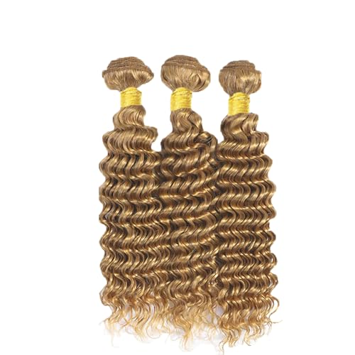 YOUNGHANN Honey Blonde Deep Wave Human Hair Bundles 22-26 Inch Virgin Brazilian Extensions