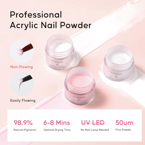 Glamonade Professional Acrylic Nail Starter Kit with Tools & Glitter