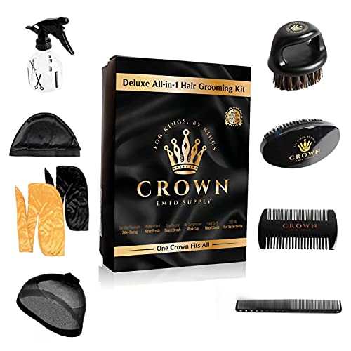 Crown Professional Palm Wave Brush - Medium Hard Boar Bristle for 360 Waves