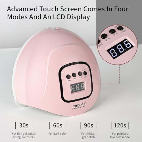 JODSONE Pink U V Nail Lamp for Gel Nail Polish Manicure Light with 4 Timers & Automatic Sensor Nail Dryer Curing LED Light